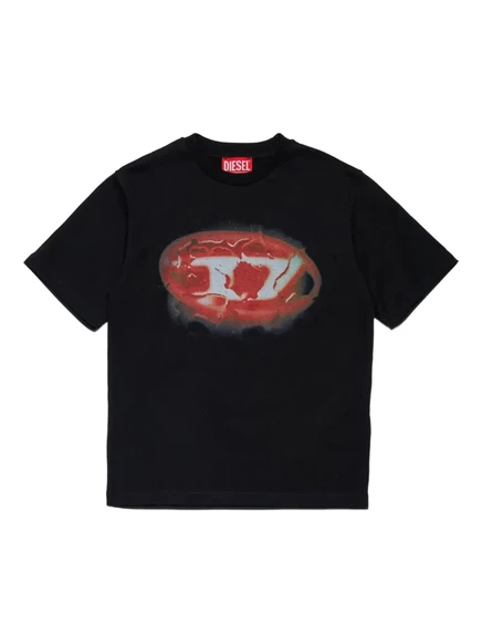 Детская футболка Diesel Kids с логотипом, черная