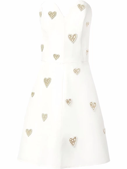 Шелковое платье без бретелек Carolina Herrera, украшенное жемчугом white