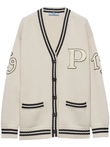 Женский кардиган Prada из шерсти и кашемира, бело-черный