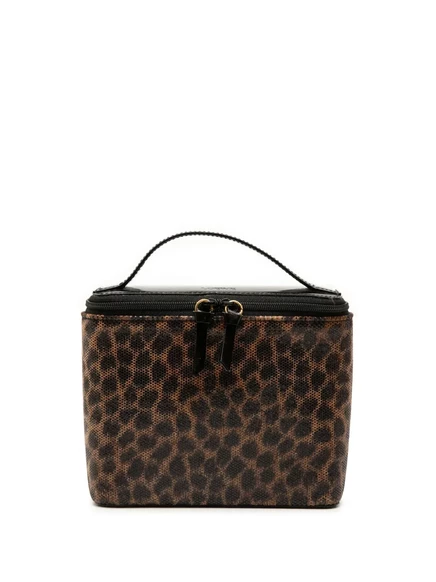 Женский клатч Loewe Pre-Owned кожаный с леопардовым принтом, черный