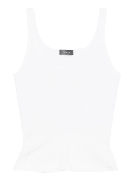 Женский топ Mugler рифленый с узкими бретелями, белый