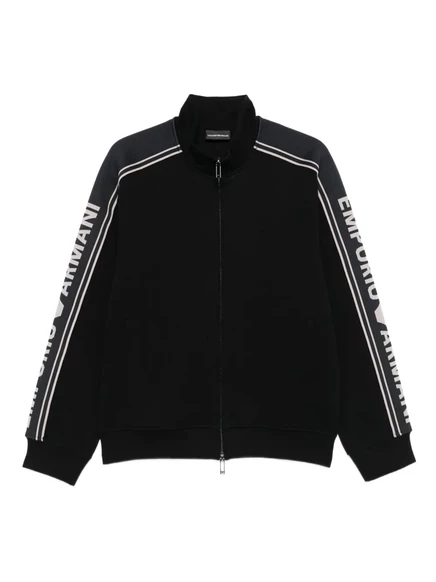 Мужской свитшот Emporio Armani на молнии с лентой, черный