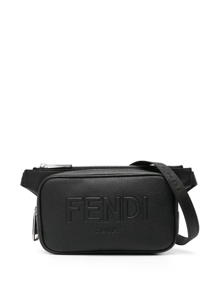 Мужская поясная сумка Fendi с тисненым логотипом, черная
