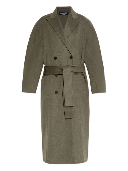 Мужское пальто Jacquemus Curved Jacket с поясом, оливковое