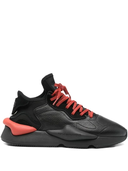 Кроссовки на шнуровке Y-3 Kaiwa с кожаными вставками  black