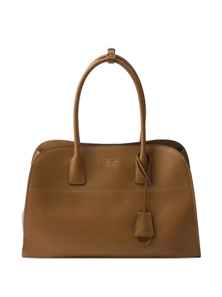 Большая кожаная сумка-тоут Prada brown