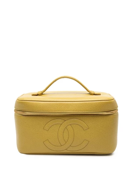 Женская косметичка CHANEL Pre-Owned CC Caviar, желтая