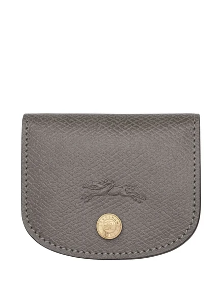 Женский кожаный кардхолдер Longchamp тисненый, серый