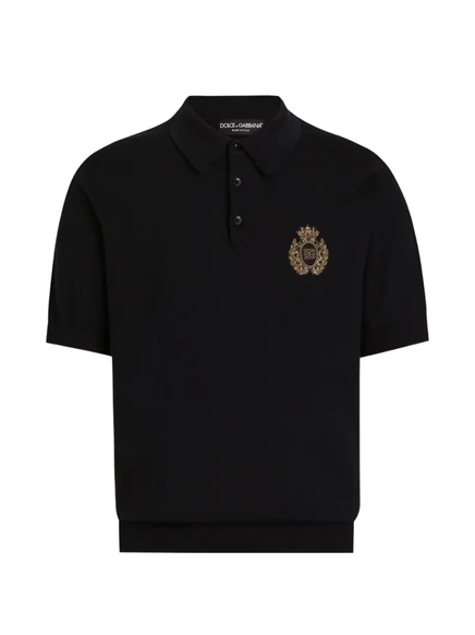 Мужское поло Dolce & Gabbana с вышитым логотипом, синее