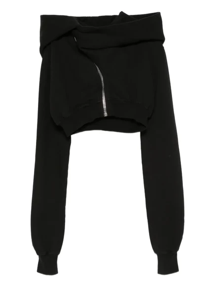 Толстовка с капюшоном Rick Owens DRKSHDW Mountain crop на молнии спереди black