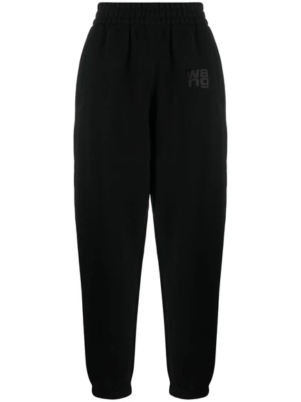 Женские зауженные спортивные штаны Alexander Wang с логотипом, черные