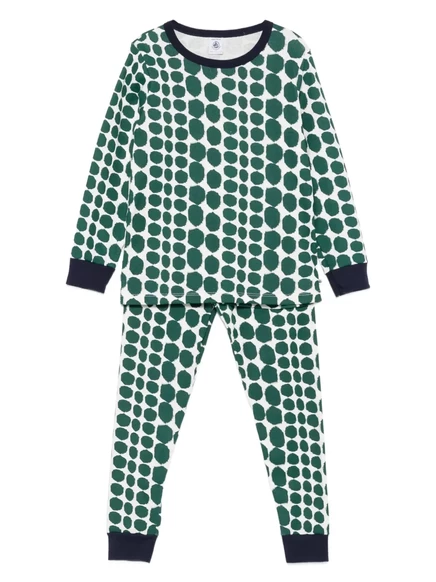 Пижама для мальчиков Petit Bateau в горошек с маской, белая