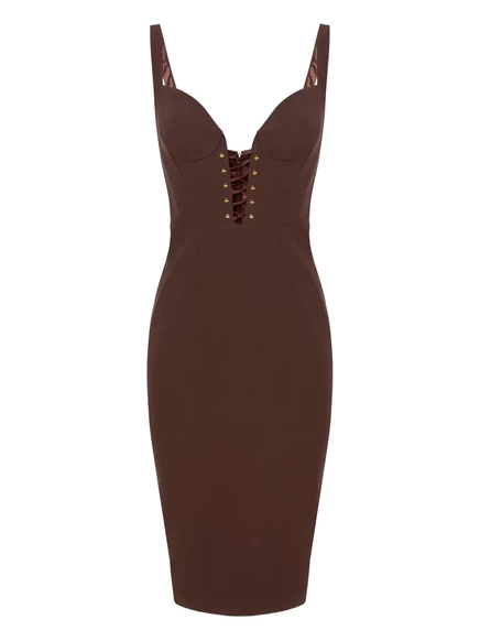 Женское мини-платье Elisabetta Franchi criss-cross, коричневое
