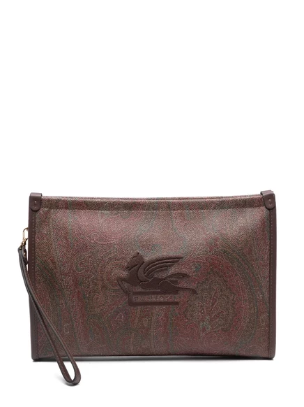 Женский клатч Etro Essential с пейсли-принтом, коричневый