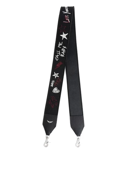 Женский ремень для сумки Zadig&Voltaire вышитый, черный