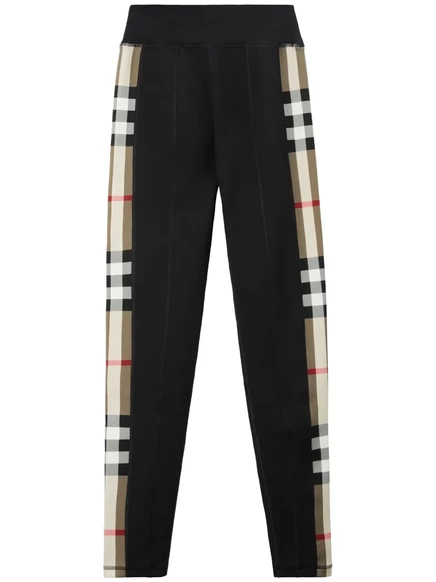 Женские леггинсы Burberry с панелями Vintage Check, черные