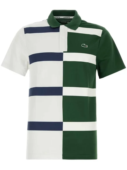 Мужская футболка-поло Lacoste в полоску с логотипом, белая