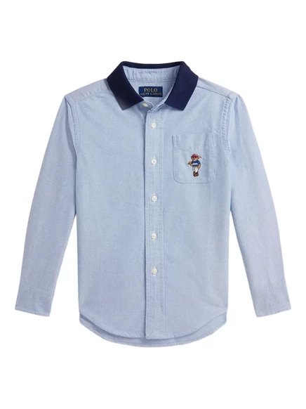 Мальчиковая рубашка Polo Ralph Lauren Kids Oxford с вышивкой, синяя