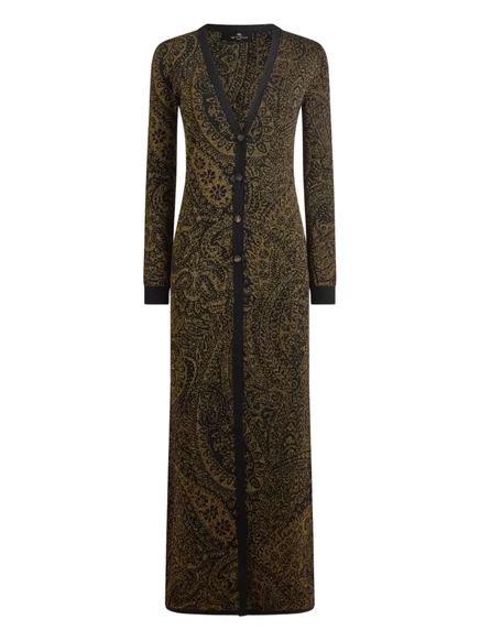 Женский длинный кардиган Etro пейсли, черно-коричневый