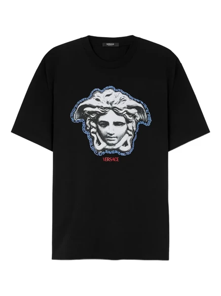 Мужская футболка Versace с принтом Medusa, черная