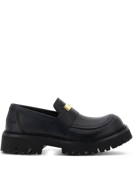 Кожаные мокасины с бляшками Moschino black