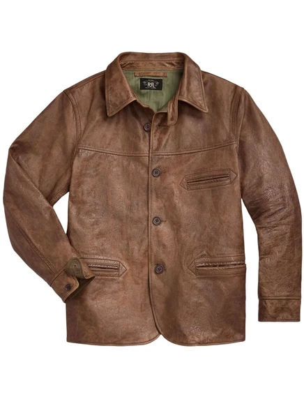 Мужская кожаная куртка Ralph Lauren RRL Bradley, коричневая