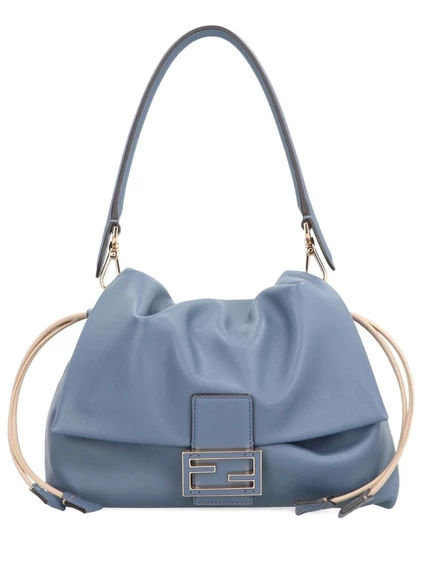 Кожаная сумка через плечо из багета FENDI medium Mamma blue