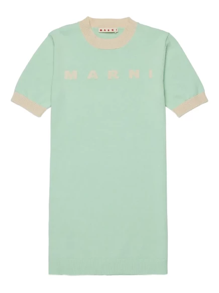 Платье для девочек Marni Kids с короткими рукавами, зеленое