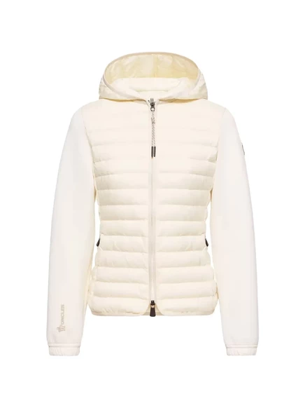 Женский пуховик Moncler Grenoble с капюшоном на молнии, нейтрального цвета