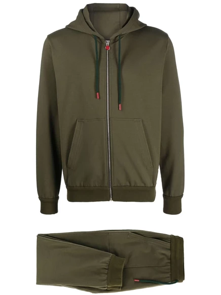 Мужской костюм Kiton худи и штаны, хлопок, хаки