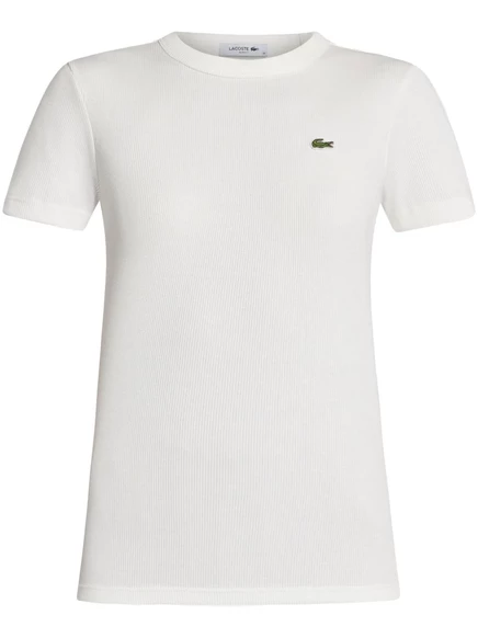 Женская хлопковая футболка Lacoste с нашивкой-логотипом, белая