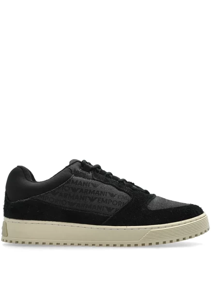 Жаккардовые кроссовки с логотипом Emporio Armani  black