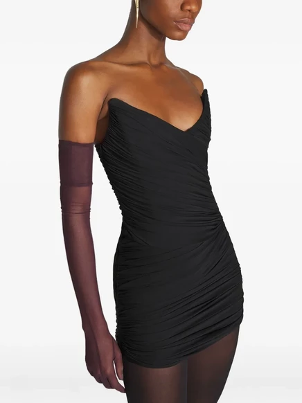 Женское мини-платье Mugler драпированное, черное