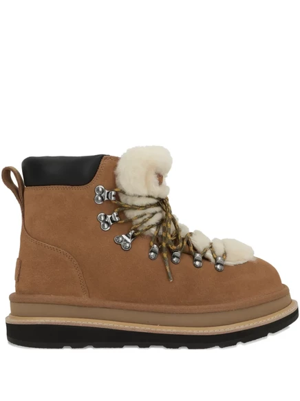 Ботинки Ugg на шнуровке с меховой отделкой, коричневые