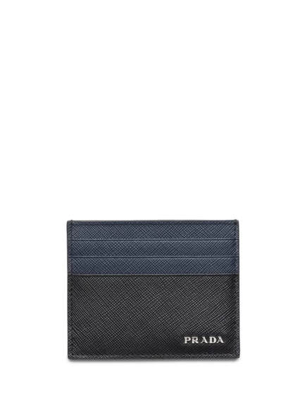 Мужской кардхолдер Prada Saffiano кожаный, черный