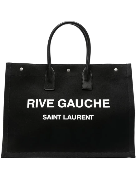 Мужская сумка-тоут Saint Laurent Rive Gauche большая, черно-белая