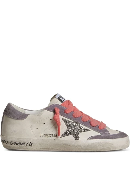 Кроссовки Golden Goose Super Star glitter-звездные кожаные кроссовки white