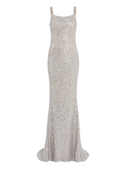 Макси-платье Jenny Packham с открытой спиной, украшенное блестками grey
