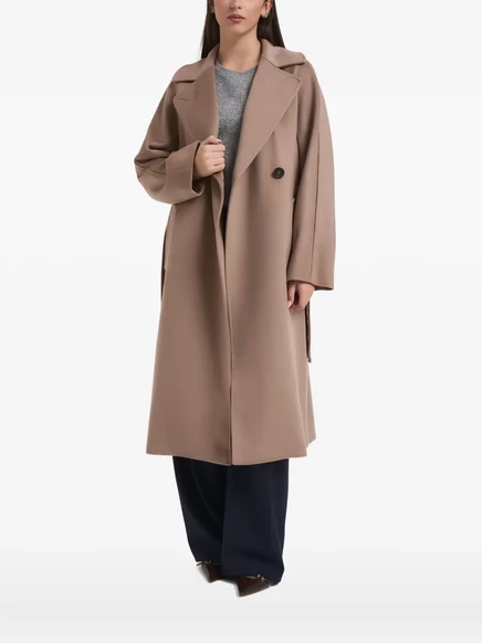 Женское пальто Weekend Max Mara Resina двубортное с поясом, коричневое
