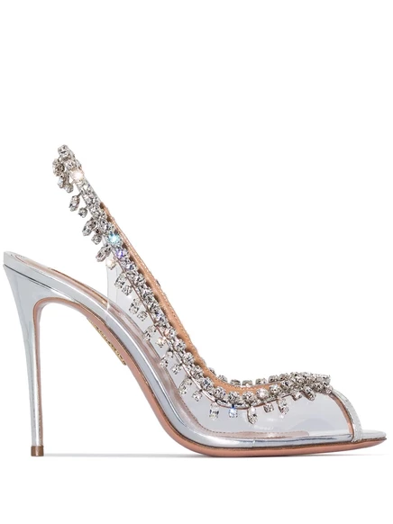 Босоножки Aquazzura Temptation 10,5 см, серебряные