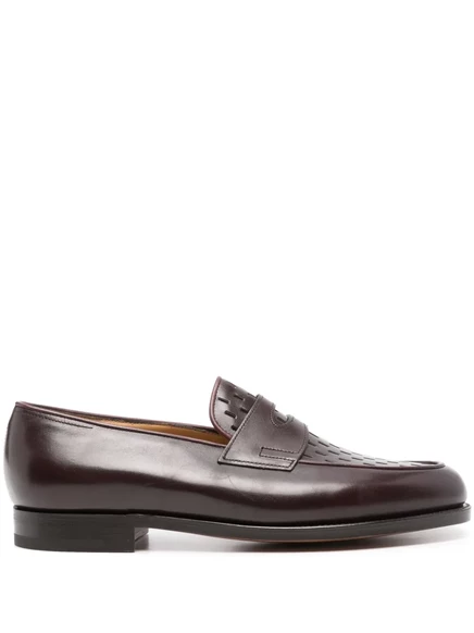 Мужские лоферы John Lobb Lopez из телячьей кожи, красные