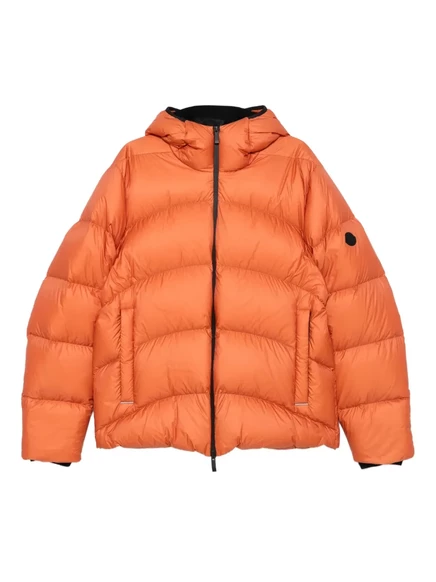 Мужская стёганая куртка Moncler с капюшоном, тёмно-оранжевая