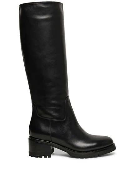 Женские сапоги Santoni кожаные до колена, черные