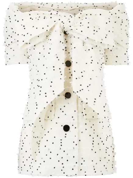 Твидовый пиджак от Nina Ricci с открытыми плечами white