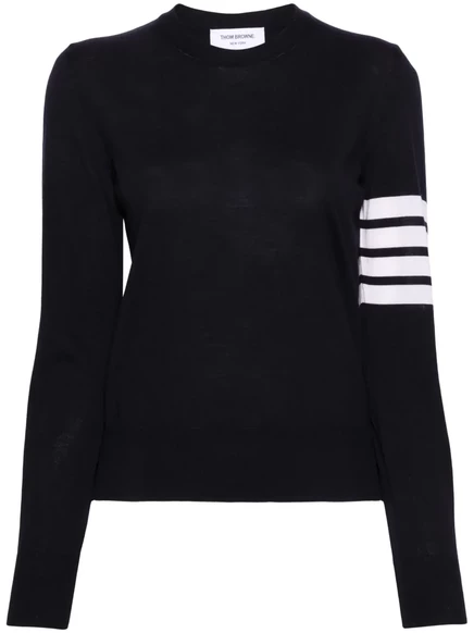 Шерстяной джемпер в полоску Thom Browne из 4 полосок blue