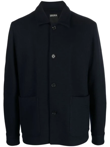 Мужская рубашка-жакет Zegna Alpe из шерсти и кашемира, синяя