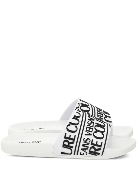 Мужские шлепанцы Versace Jeans Couture с логотипом, белые