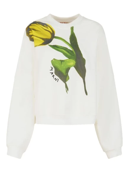 Толстовка Marni с тюльпанным принтом white