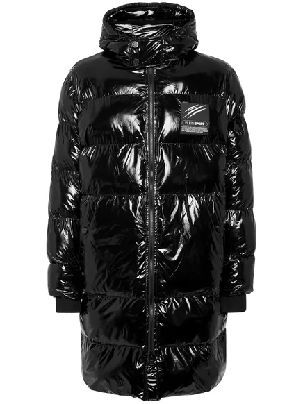 Блестящее стеганое стеганое пальто на подкладке Plein Sport black