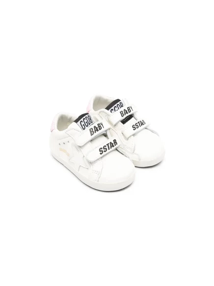 Кеды для малышей GOLDEN GOOSE KIDS Baby School, бело-розовые